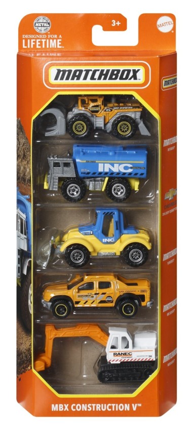 MATCHBOX SET 5 MASINUTE METALICE MBX CONSTRUCTION V SCARA 1:64