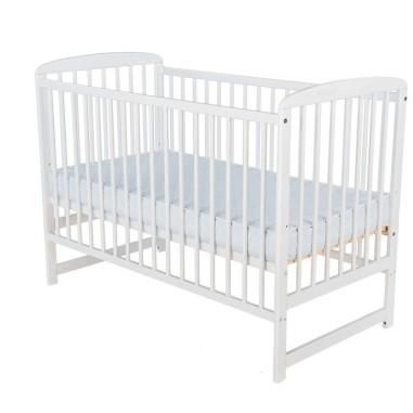 Patut lemn Ola 120x60 cm, lemn, rezistent, saltea reglabila 3 nivele, Laterala, Alb BabyNeeds - produs de calitate si ieftin