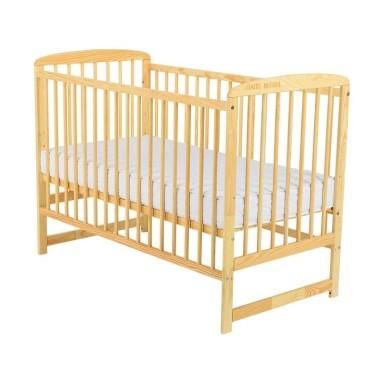 Patut lemn Ola 120x60 cm, lemn, rezistent, saltea reglabila 3 nivele, Laterala, Natur BabyNeeds - produs de calitate si ieftin