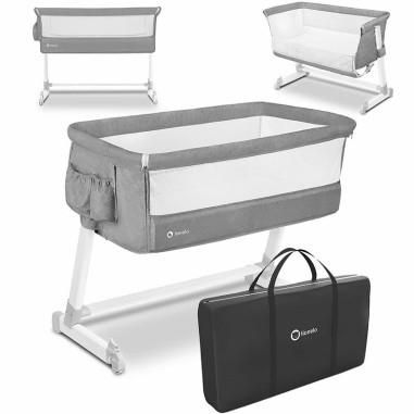 Patut co-sleeper Theo 2 in 1, Cu setare unghiulara, Reglabil in 5 pozitii pe inaltime, Grey Lionelo - produs de calitate si ieft