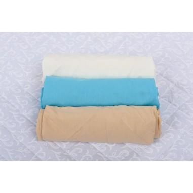 Set 3 cearceafuri cu elastic 120x60 cm, Alb+Bleu+Cappuccino BabyNeeds - produs de calitate si ieftin