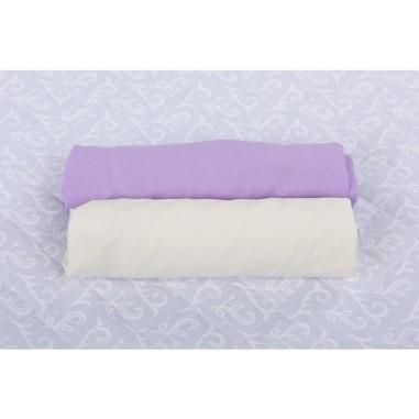 Set 2 cearceafuri cu elastic 120x60 cm, Lila+Crem BabyNeeds - produs de calitate si ieftin