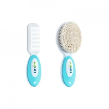 Set pieptan si perie din peri naturali BabyJem (Culoare: Roz)