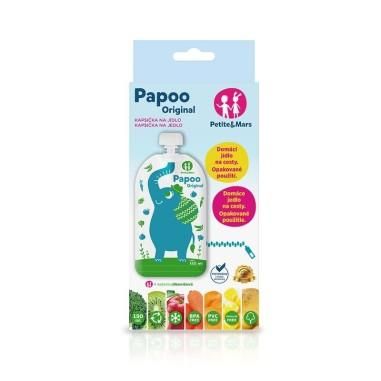 Set 6 pungi reutilizabile pentru hranire cu elefantei, Inchidere ermetica, 20x10 cm, 150 ml, Papoo Albastru Petite&Mars - produs