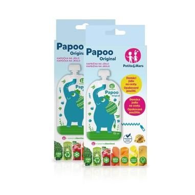 Set 6 pungi reutilizabile pentru hranire cu elefantei, Inchidere ermetica, 20x10 cm, 150 ml, Papoo Albastru Petite&Mars - produs