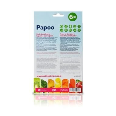 Set 6 pungi reutilizabile pentru hranire cu elefantei, Inchidere ermetica, 20x10 cm, 150 ml, Papoo Albastru Petite&Mars - produs