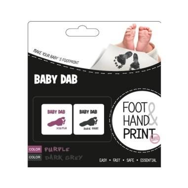 Set amprente mulaj cu cerneala pentru 20 de amprente manuta sau piciorus, Non-toxic, Baby Dab, Violet/Gri Petite&Mars - produs d