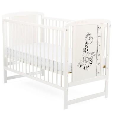 Patut lemn Timmi Girafa 120x60 cm, lemn, rezistent, saltea reglabila 3 nivele, Laterala, Alb BabyNeeds - produs de calitate si i