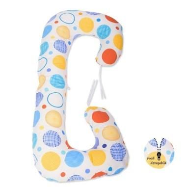 Perna 3 in 1 pentru gravide si bebelusi Soft Plus, Cu husa detasabila bumbac, Buline colorate BabyNeeds - produs de calitate si 