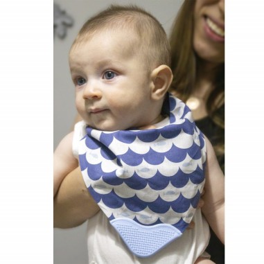 Baveta BabyJem tip bandana cu jucarie dentitie (Culoare: Indigo)