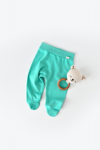 Pantaloni cu Botosei - Bumbac organic Turcoaz BabyCosy (Marime: 6-9 luni)