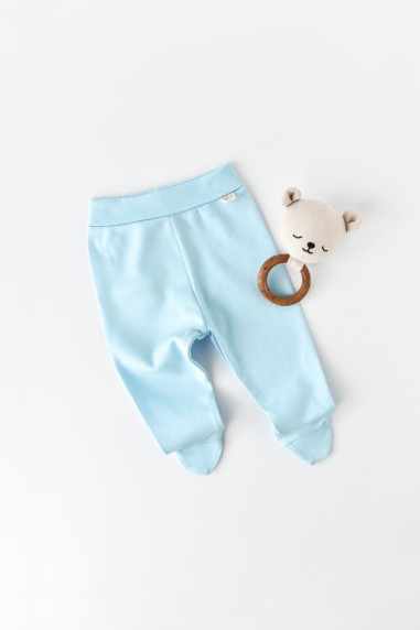 Pantaloni cu Botosei - Bumbac organic Bleu BabyCosy (Marime: 6-9 luni)