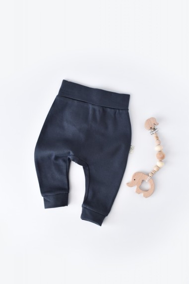 Pantaloni Bebe Unisex din bumbac organic Bleumarin BabyCosy (Marime: 18-24 Luni)