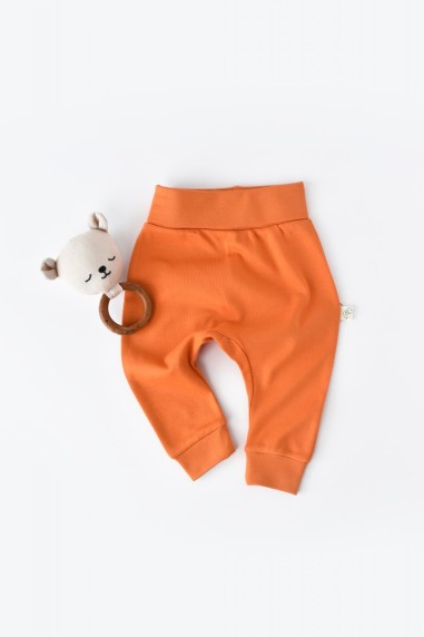 Pantaloni Bebe Unisex din bumbac organic Portocaliu BabyCosy (Marime: 6-9 luni)