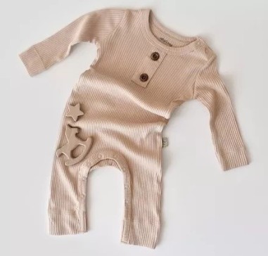 Salopeta cu maneca lunga si pantaloni lungi din bumbac organic si modal - Blush BabyCosy (Marime: 0-3 Luni)