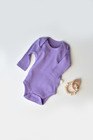 Body Bebe Unisex cu maneca lunga din 95% bumbac organic cu 5% elastan - Mov, BabyCosy (Marime: 0-3 Luni)