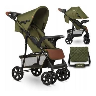 Carucior sport Emma Plus, Cu tavita, 2 Suporturi pentru pahar, Geanta accesorii, Green Lionelo - produs de calitate si ieftin