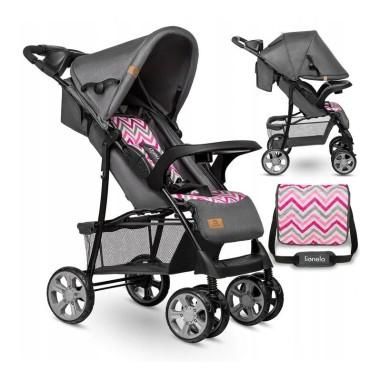 Carucior sport Emma Plus, Cu tavita, 2 Suporturi pentru pahar, Geanta accesorii, Pink Scandi Lionelo - produs de calitate si ief