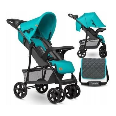 Carucior sport Emma Plus, Cu tavita, 2 Suporturi pentru pahar, Geanta accesorii, Vivid Turquoise Lionelo - produs de calitate si