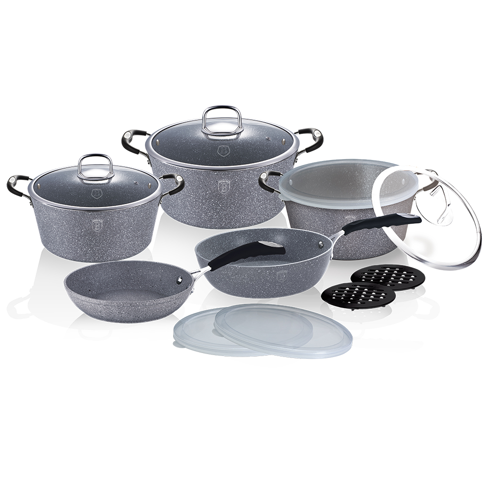 Set oale marmorate, 13 piese, Gray Stone Touch Line, Berlinger Haus, BH 6176